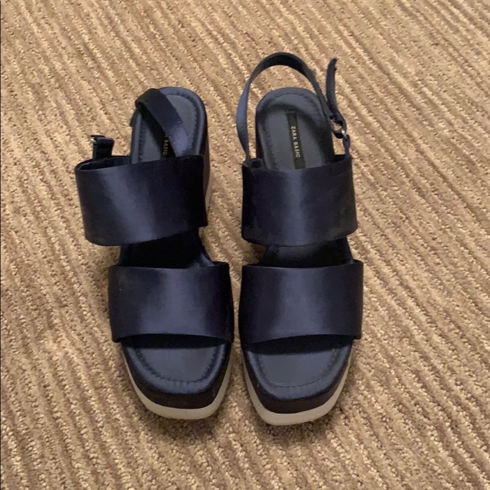 Blue Zara platform sandal